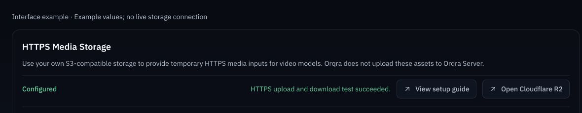 Example of the Orqra test success message. This screenshot does not show a real cloud account test.